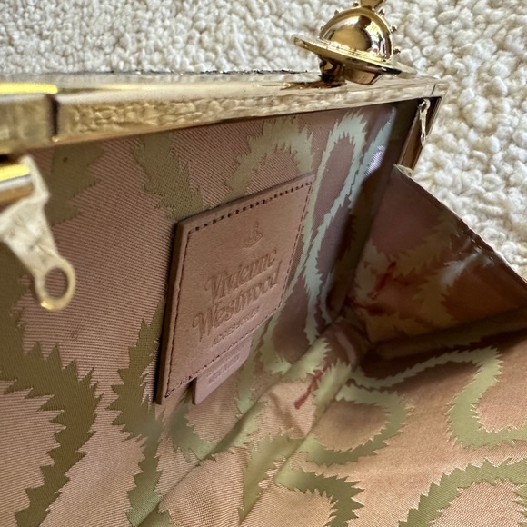 100% auth VIVIENNE WESTWOOD Verona Black Reptile Leather Box Clutch Bag - Picture 3 of 14